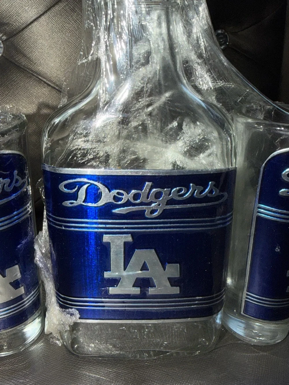 Custom Los  Angeles Blue Glass Decanter with Shot Glasses